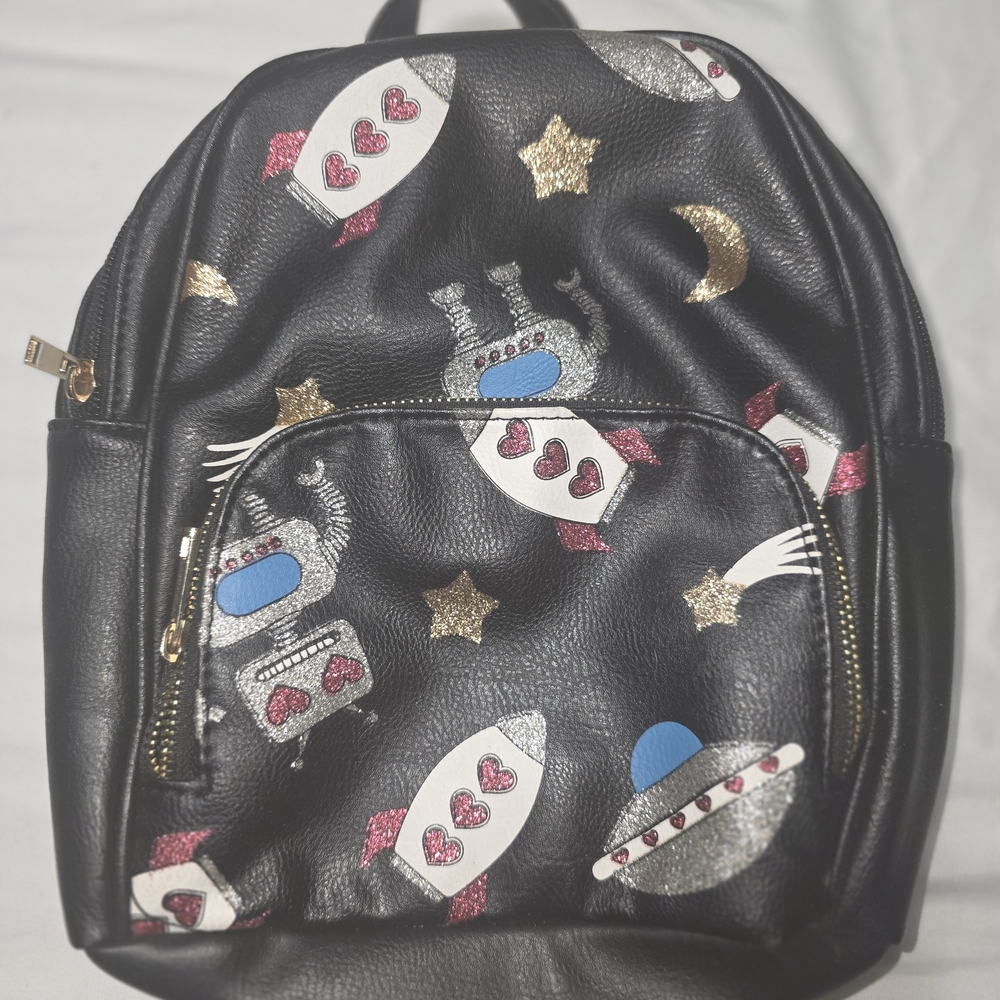 Black Backpack with Space Design